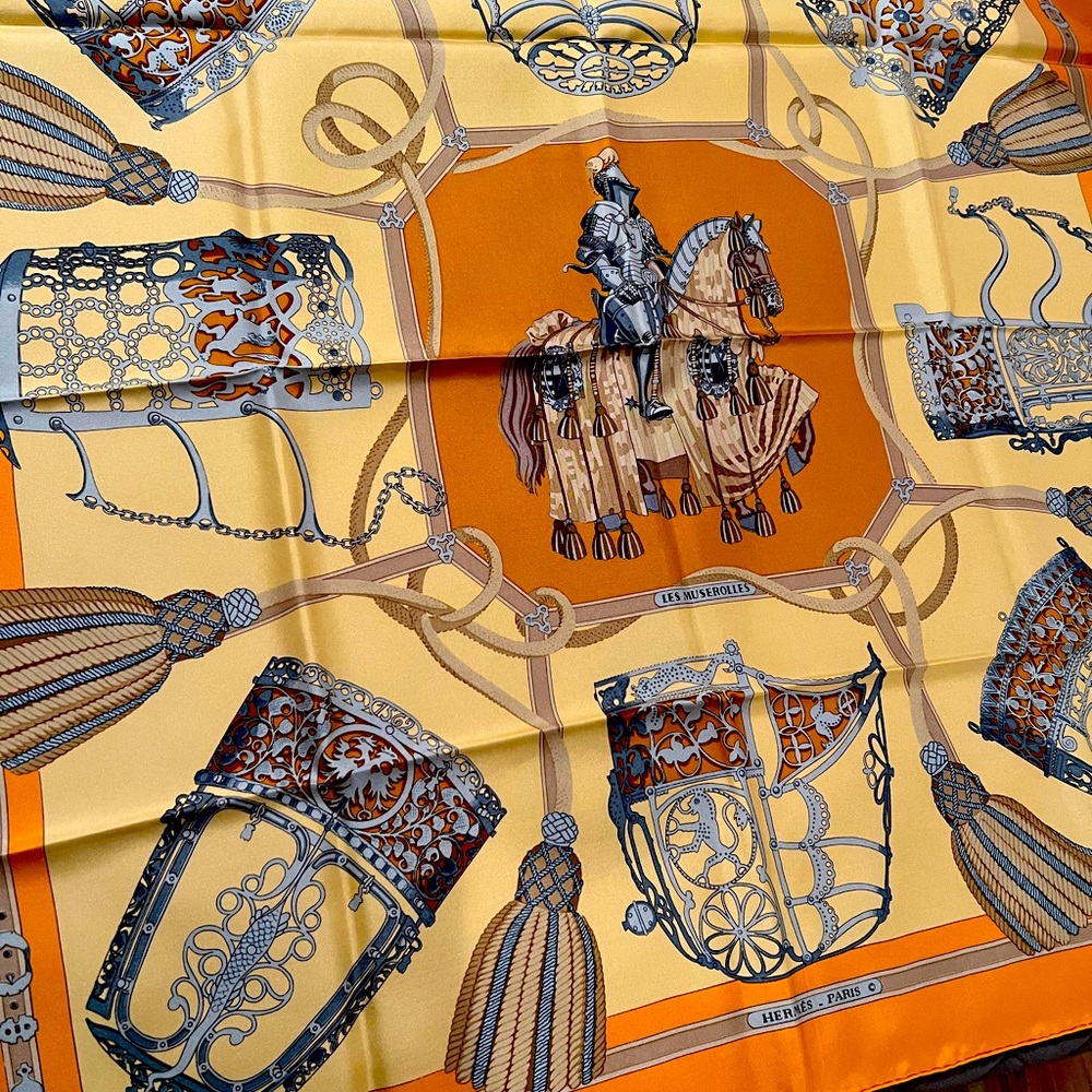 Vintage Hermes Equesterian Les Muserolles Silk Scarf